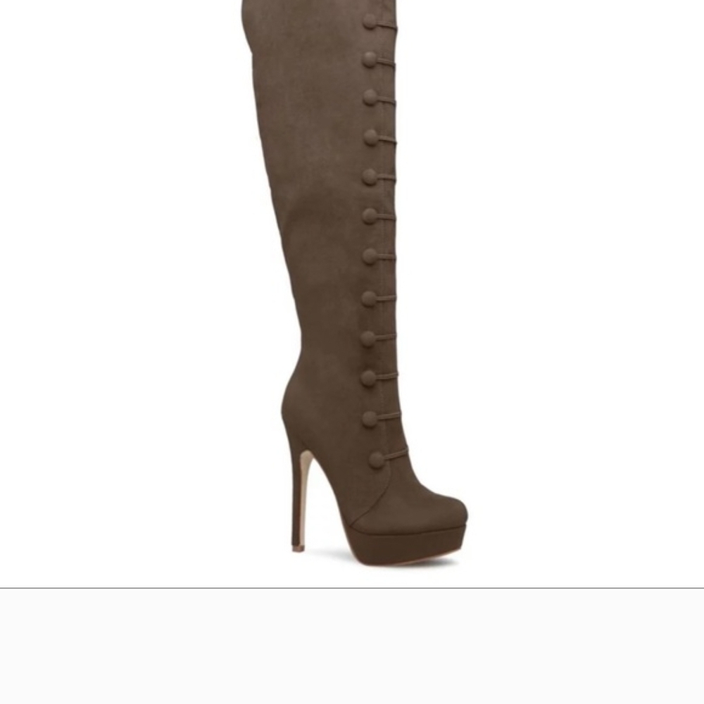 Addilyn, Over-the-Knee Stiletto Heel Dark Grey Boots - Picture 2 of 11